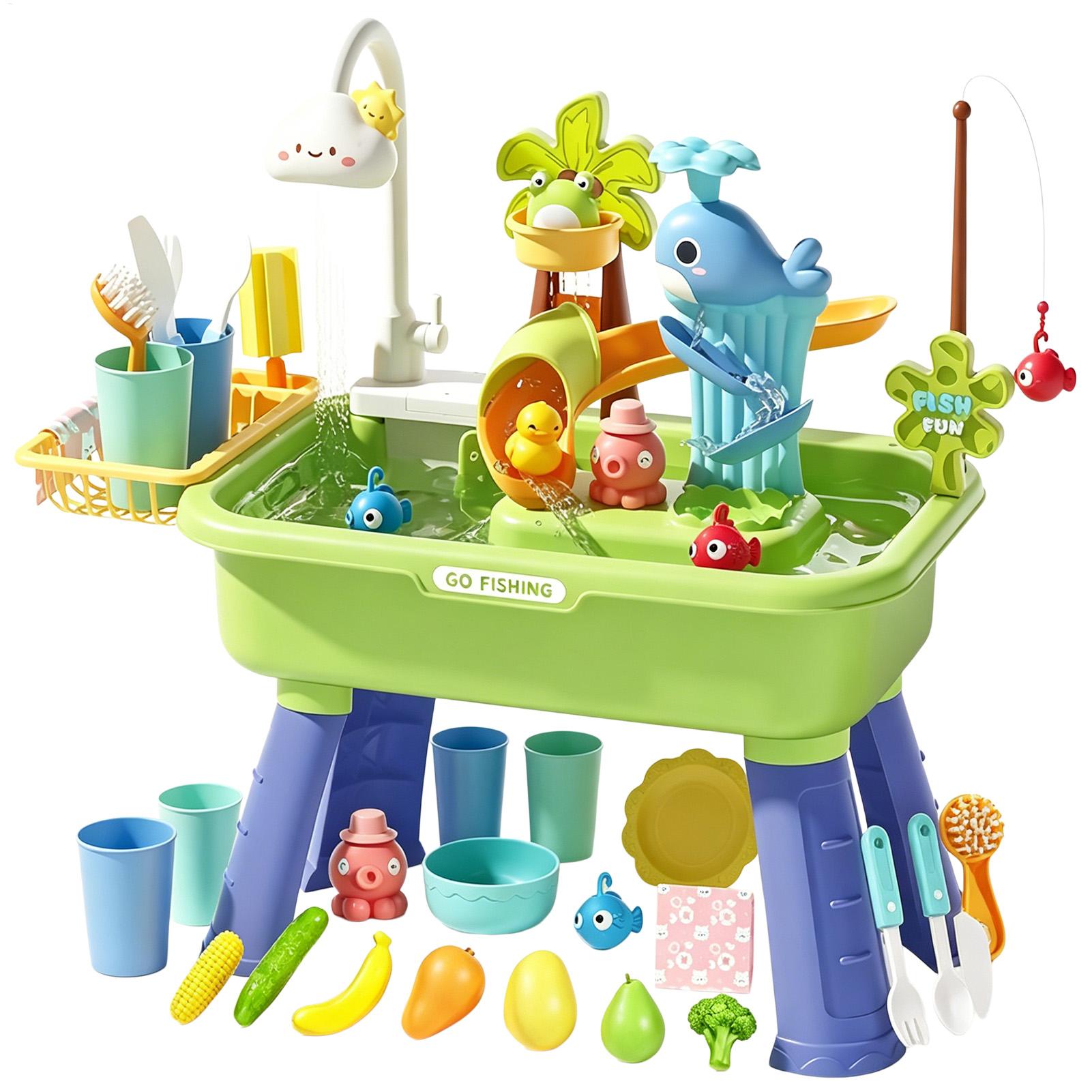 Kids Outdoor Water Play Table - Kids Water Table with Pump, Sensory