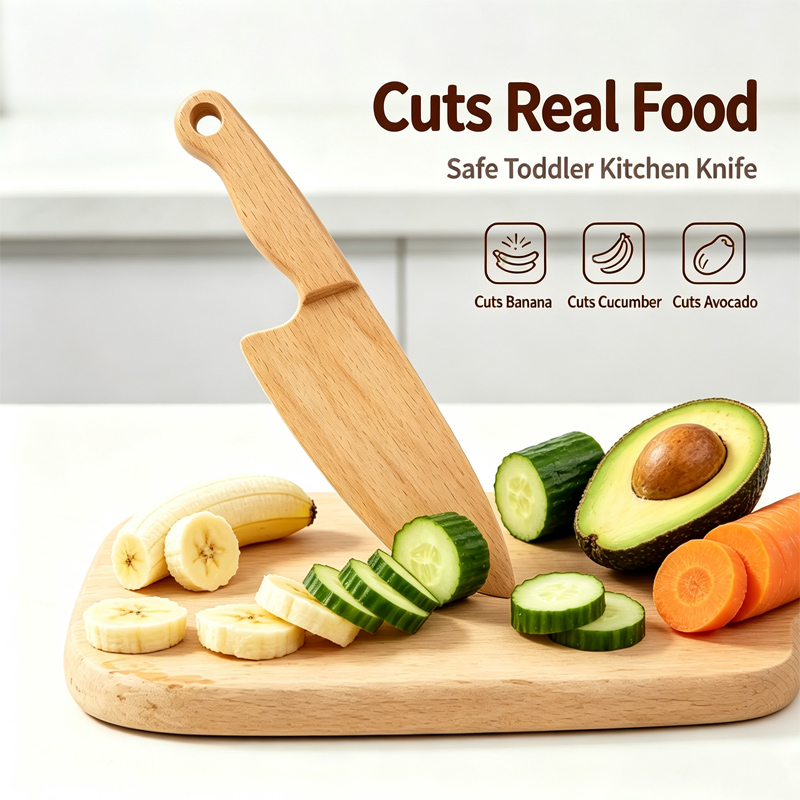 Kids Outdoor Kitchen Accessories - Wooden Kids Knife for Cooking Cute