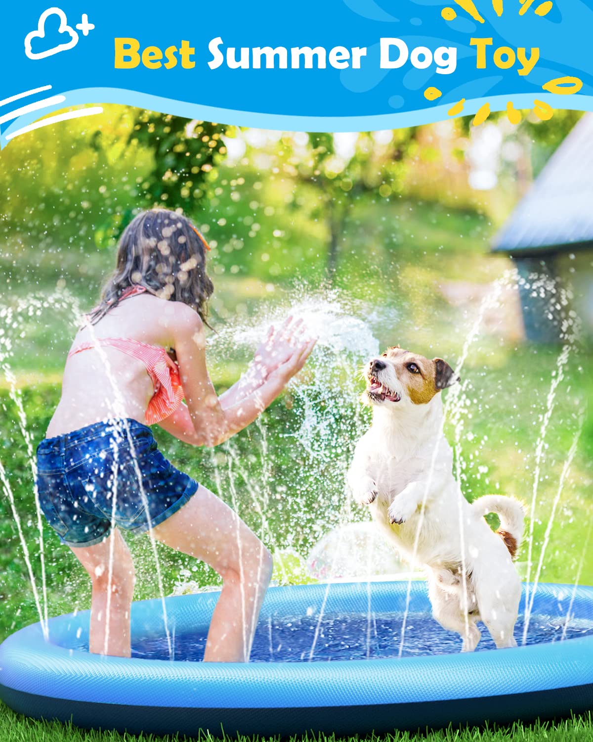 Dog Splash Pad Thick Sprinkler - Slip Slide Water Mat recension och pris