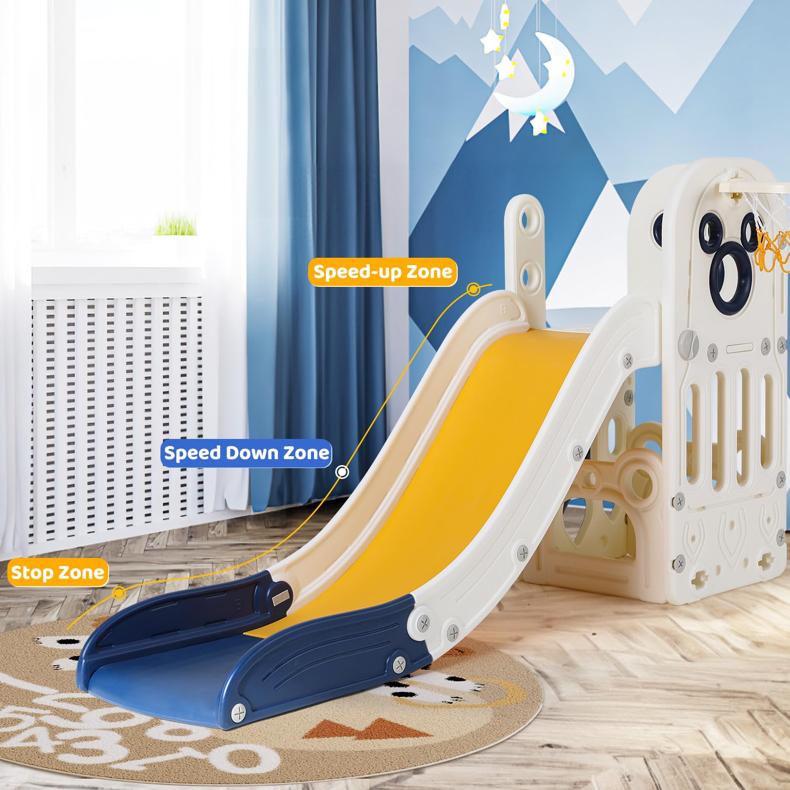 6 in 1 Toddler Slide Playset,  - Kids Outdoor Basketball Hoop recension och pris