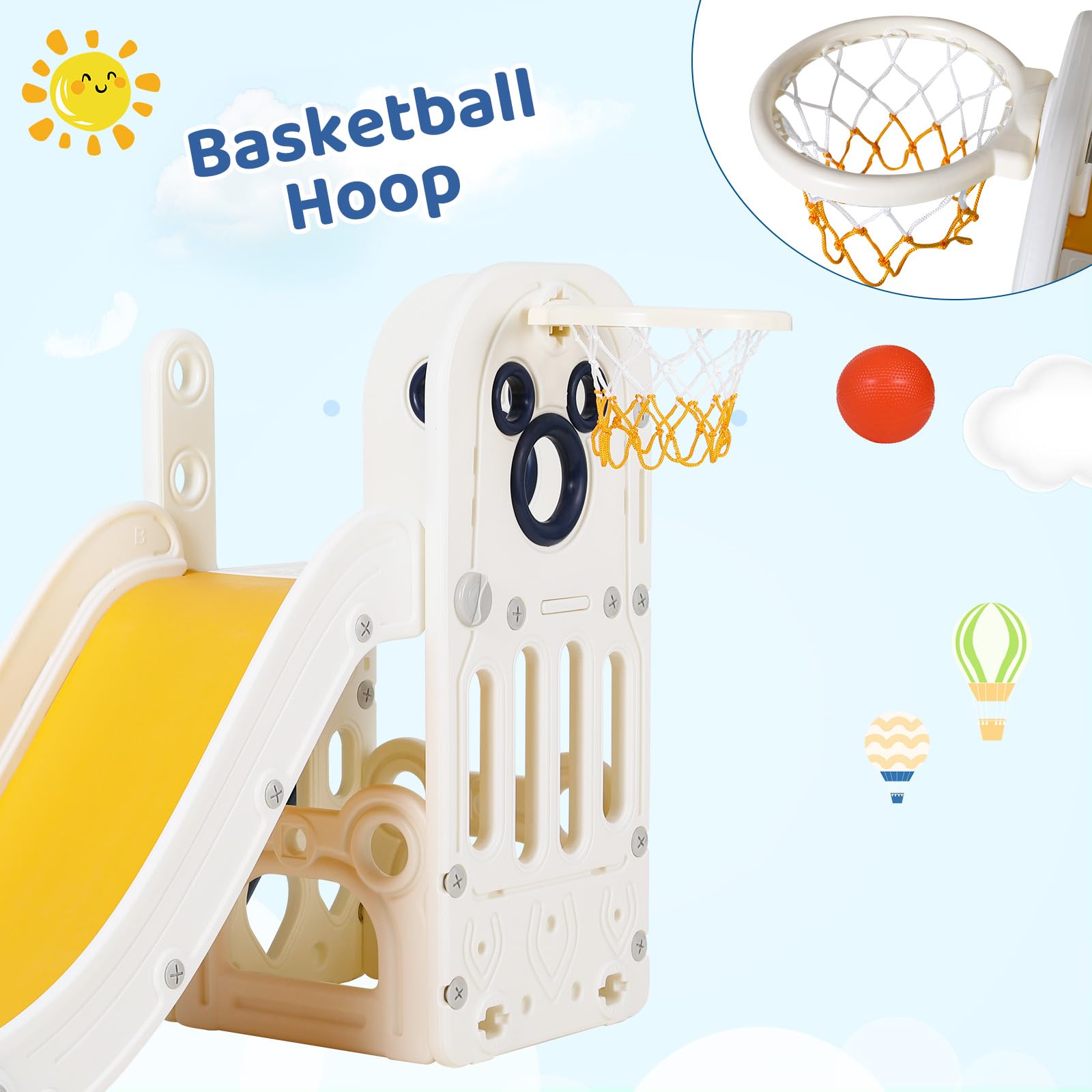 6 in 1 Toddler Slide Playset,  - Kids Outdoor Basketball Hoop recension och pris