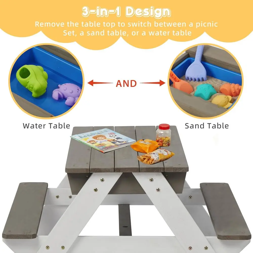 Convertible 3-in-1 Wooden Picn - Kids Outdoor Water Play Table recension och pris