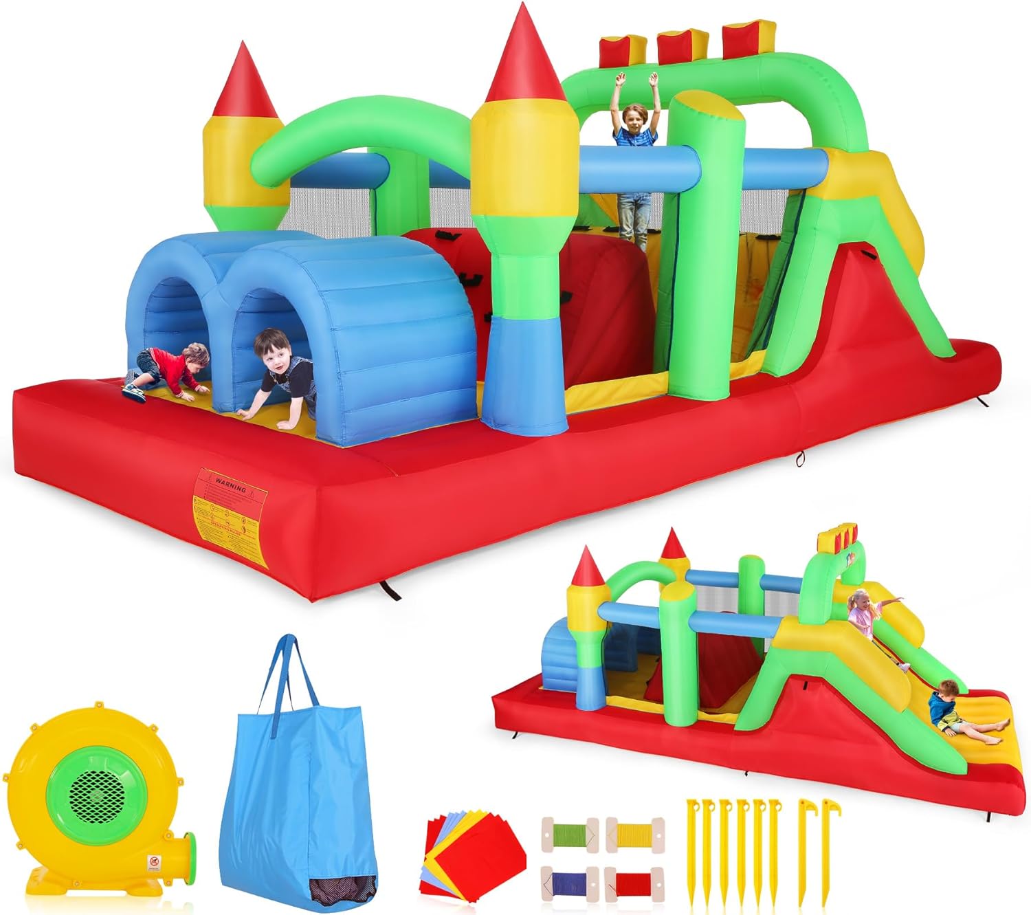 KF Inflatable Obstacle Course  - Kids Outdoor Tunnel recension och pris