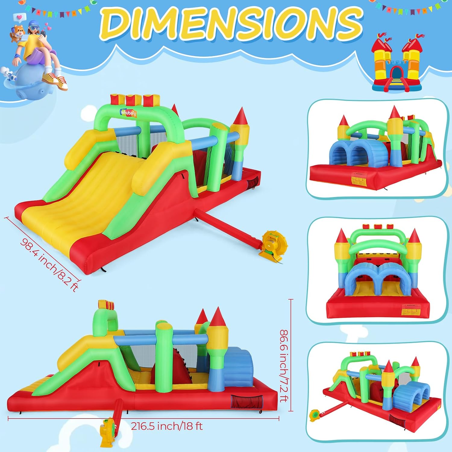 KF Inflatable Obstacle Course  - Kids Outdoor Tunnel recension och pris