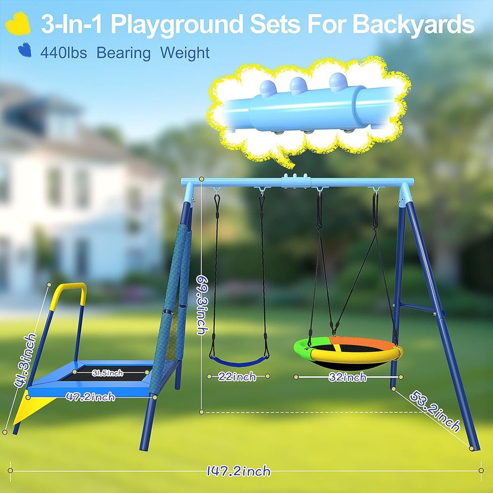 3-in-1 Kids Swing t with Tpoli - Kids Outdoor Zone recension och pris