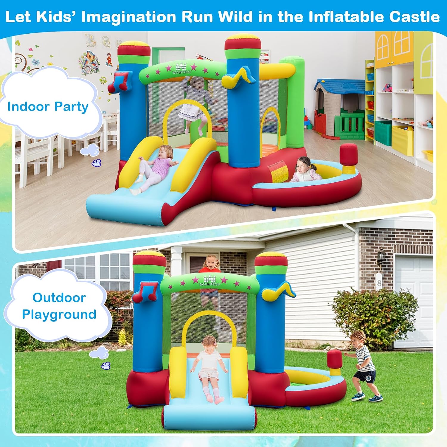 Inflatable Bounce House with B - Kids Outdoor Ball recension och pris