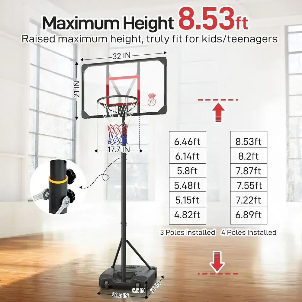 Adjustable Height Portable Bas - Kids Outdoor Basketball Hoop recension och pris