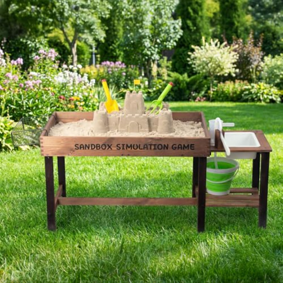 Outdoor wooden sand table for  - Kids Outdoor Water Play Table recension och pris